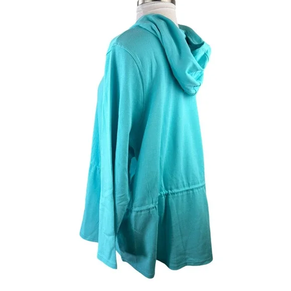 Belle by Kim Gravel Perfect Pique Haute Zip Anorak Aqua Blue Womens Plus Size 4X - Picture 10 of 14